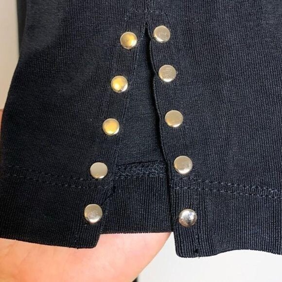Travel Elegance Black studded Long Sleeve Side Slit slouchy blouse M - Picture 5 of 7